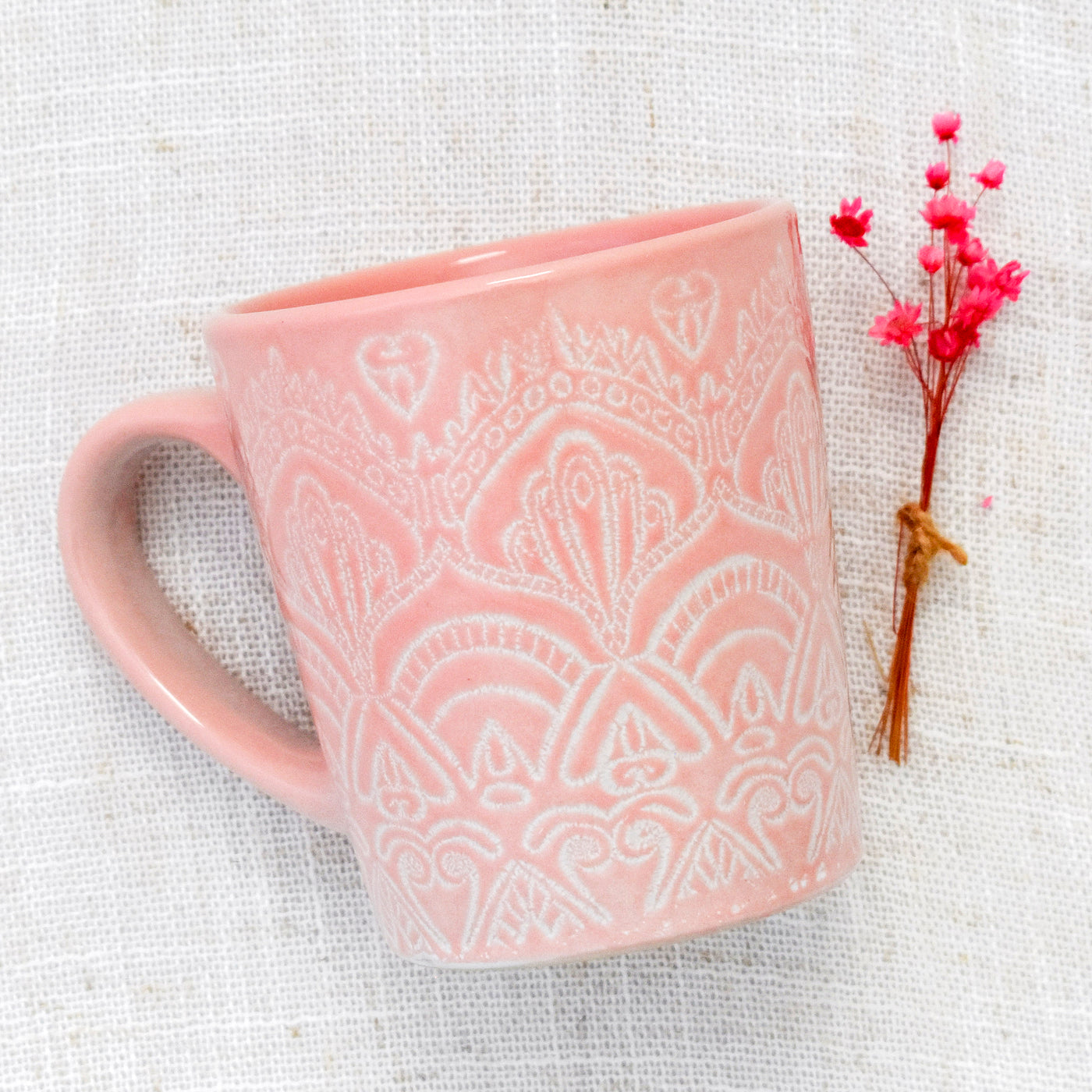 Moms Matter gift box. Close up of Ceramic Etched Mug